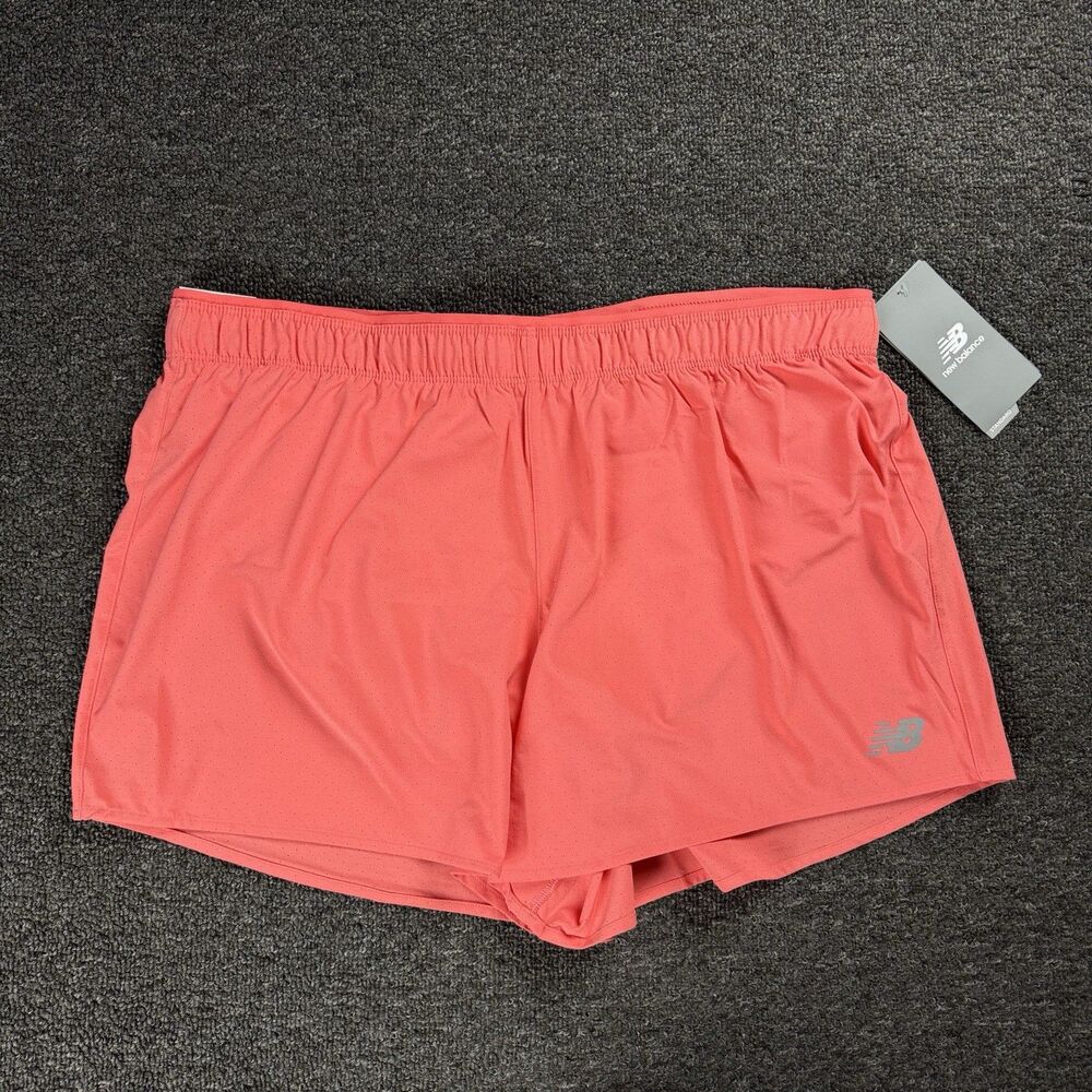 NWT New Balance Womens Sz Lg RC 3in Running Shorts Built in Briefs Pink Coral